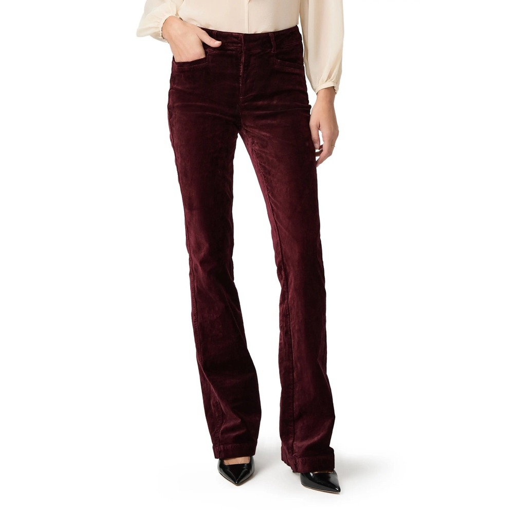 PAIGE Laurel Canyon High Rise Bootcut Jeans Velvet Dark Red Oxblood 31 NWT $279